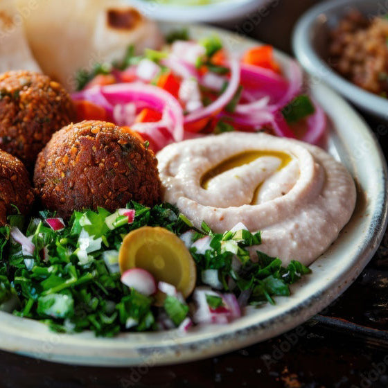 Falafel (3), Hummus, Tabouleh - فلافل (3)، حمص، تبولة